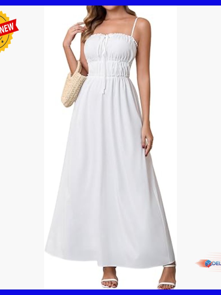 Floral Maxi Dress A-Line Ruched Spaghetti Strap Sundress Wedding Guest